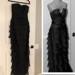 Kay Unger silk black strapless gown